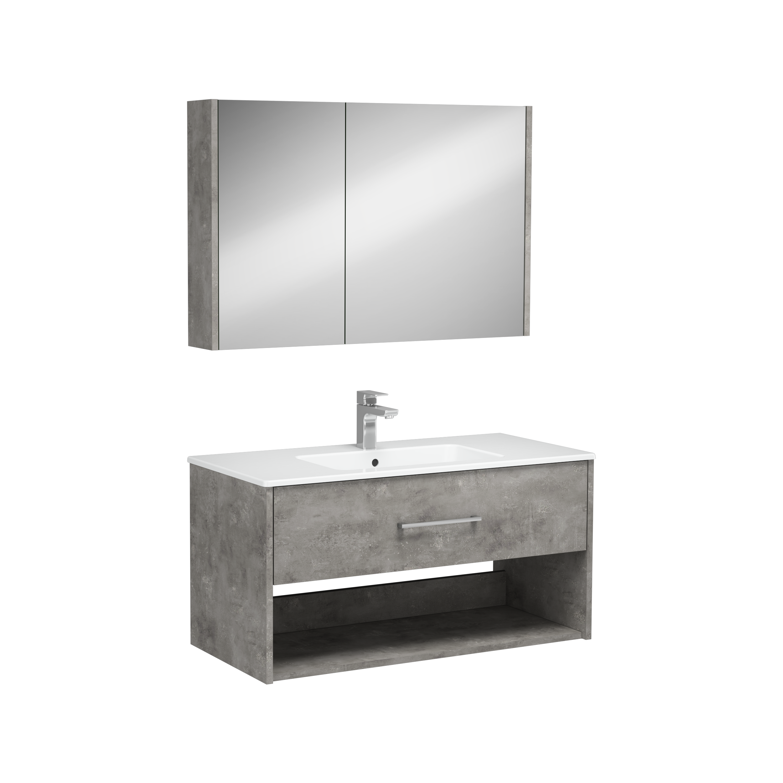 Combinato Washbasin Cabinet Single Drawer Retro Silver 100 cm