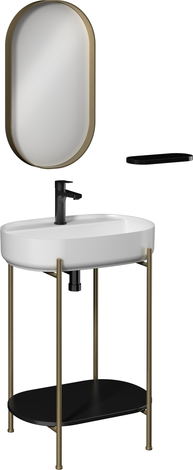 Puno Art Metal Washbasin Unit White Washbasin 60 cm 