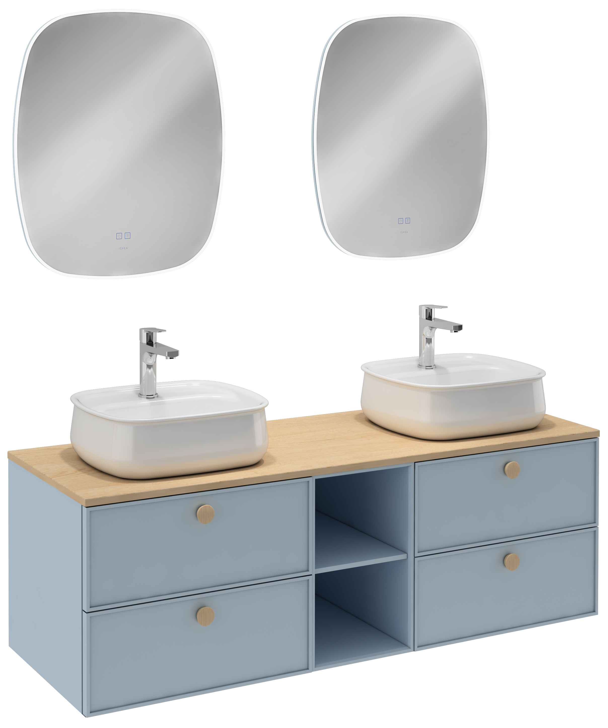 Mondo Double Drawer Washbasin Unit Turquoise 150 cm 