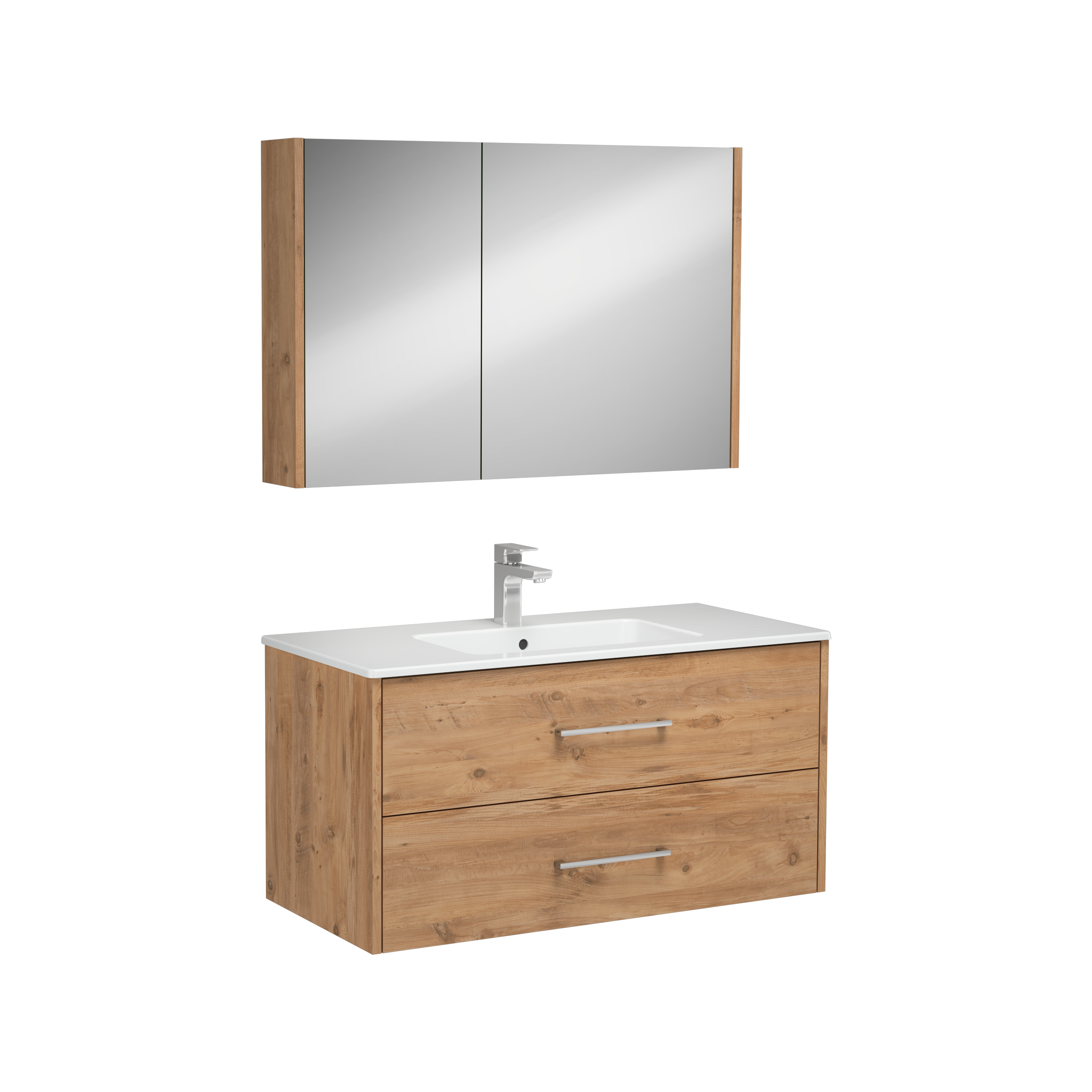 Combinato Washbasin Cabinet Double Drawer Atlantic Pine 100 cm