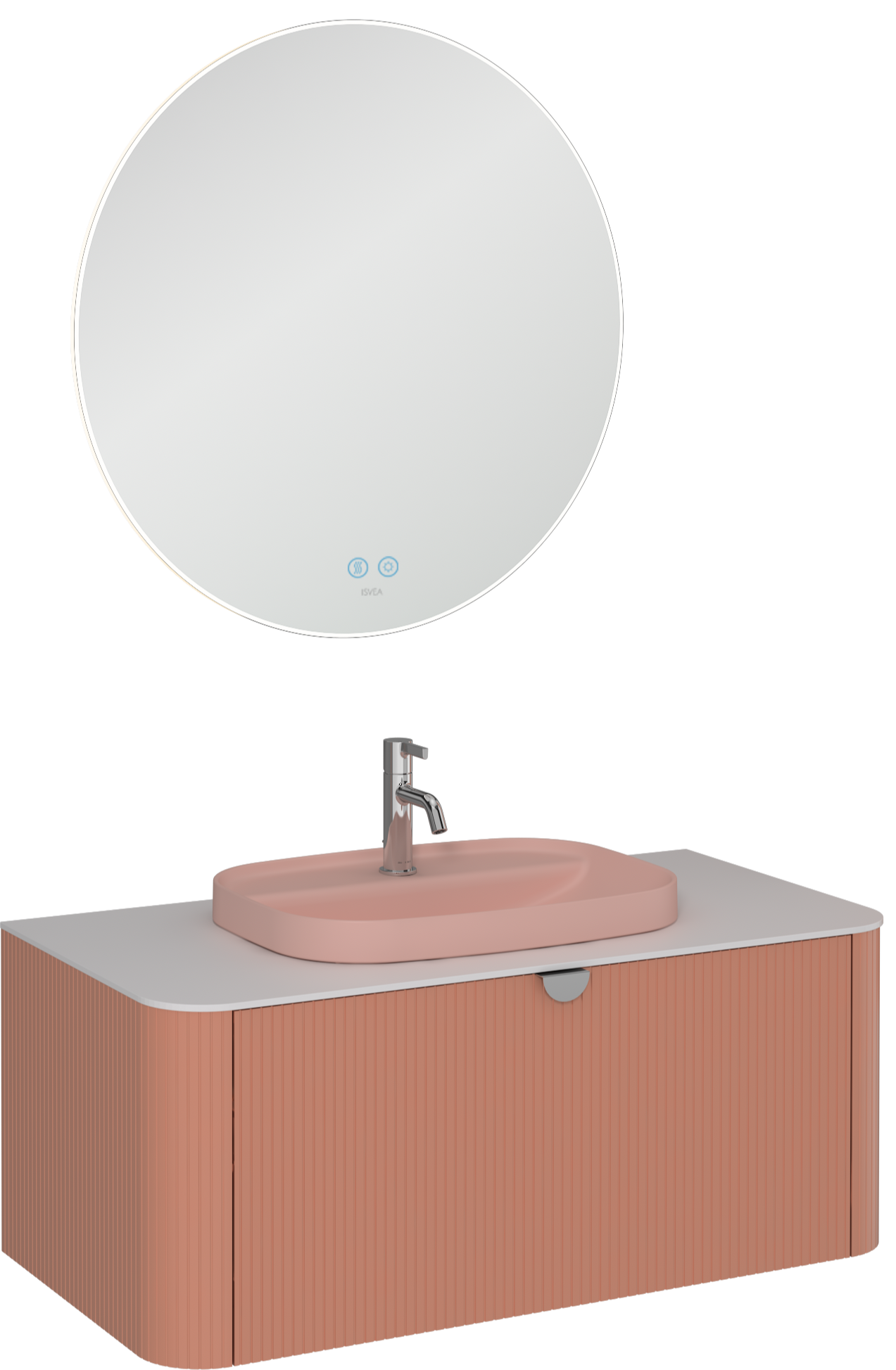 Infinity Raggio Washbasin Unit Dark Salmon 100 cm