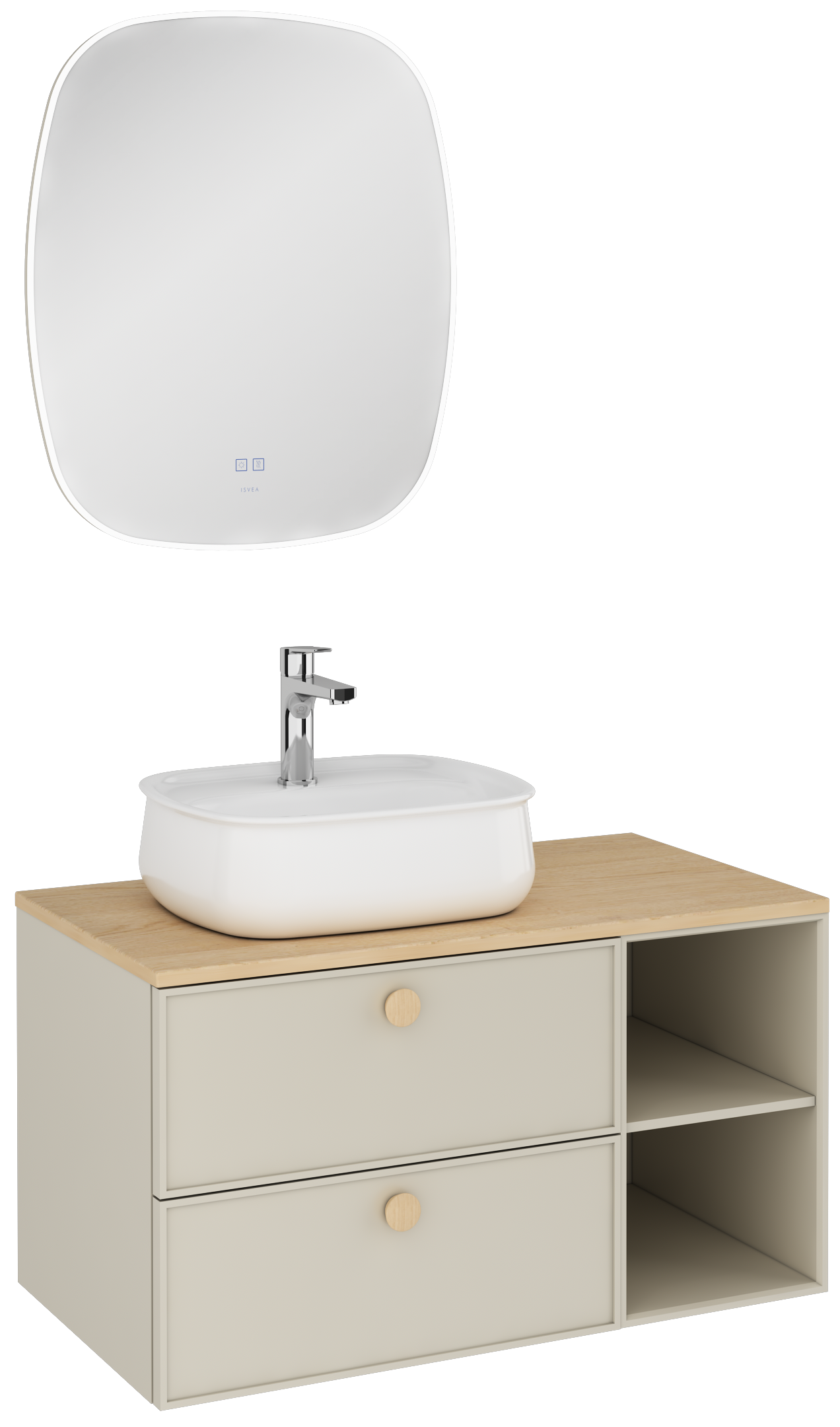 Mondo Double Drawer Washbasin Unit Pebble Gray 90 cm