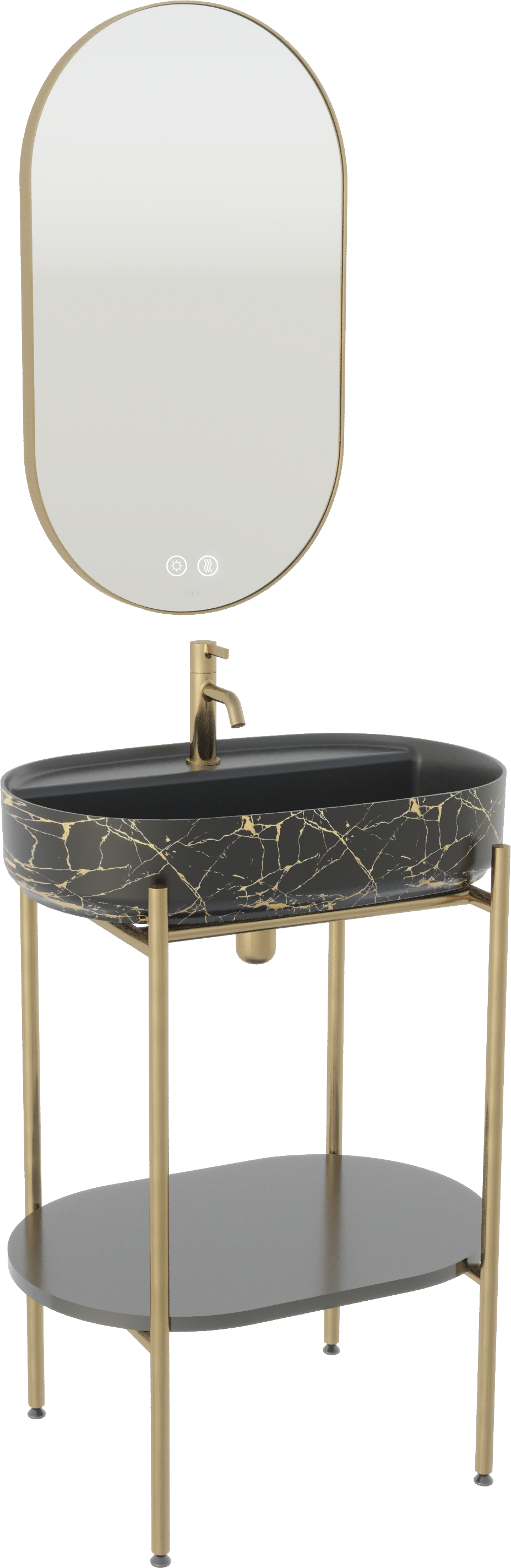 Puno Art Metal Washbasin Unit Marmo Black Washbasin 60 cm 