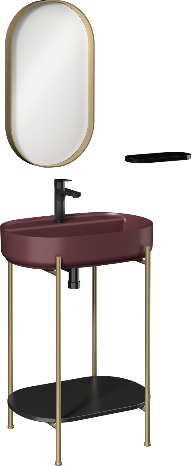 Puno Art Metal Washbasin Unit Rustic Burgundy Washbasin 60 cm