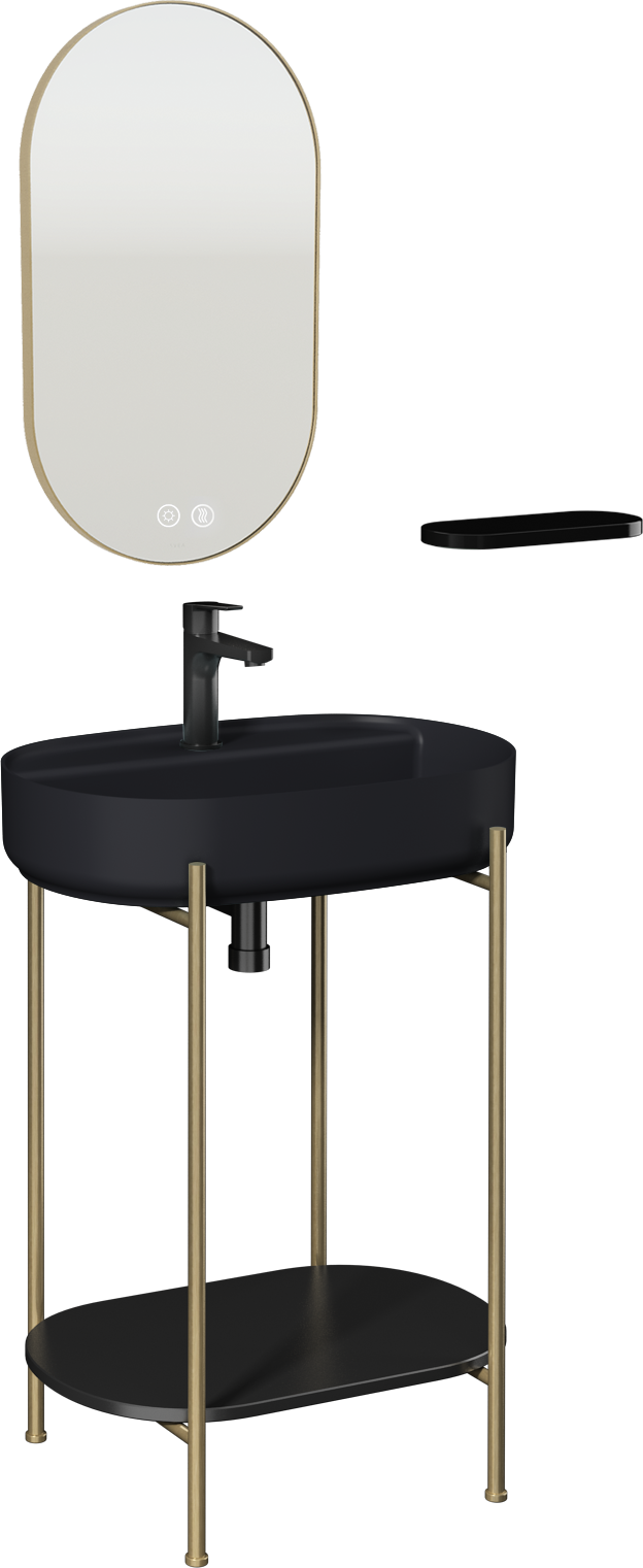 Puno Art Metal Washbasin Unit Black Washbasin 60cm
