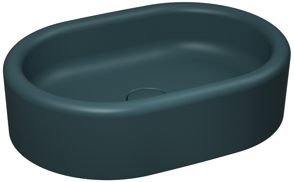 Curvo Counter-Top Washbasin 60 cm Petrol Green