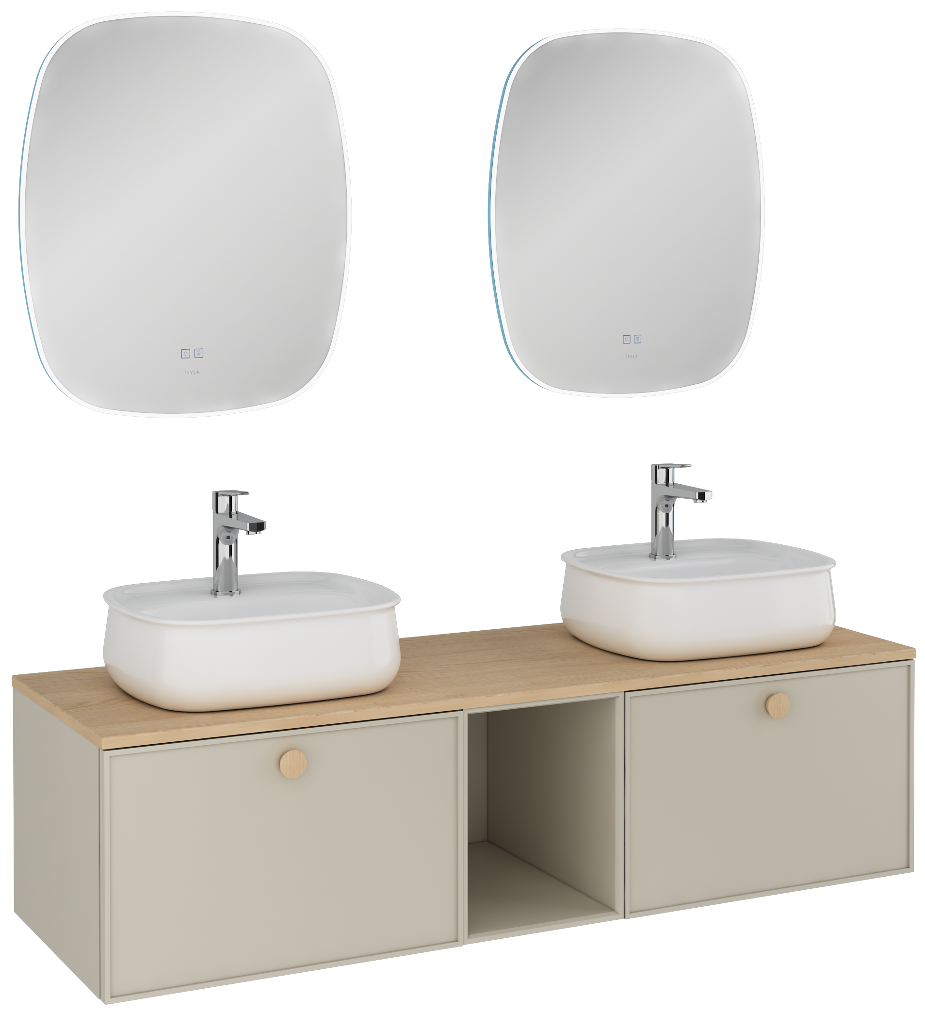Mondo Single Drawer Washbasin Unit Pebble Gray 150 cm 