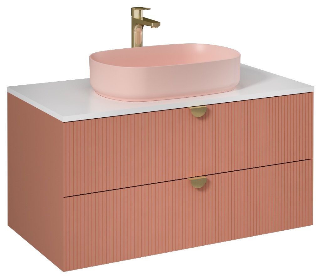 Infinity Washbasin Cabinet 100cm (10NF65055-2S included) Dark Salmon