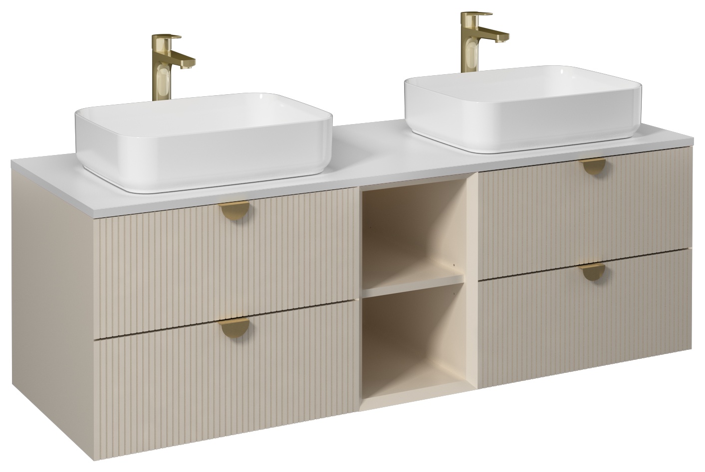 Infinity Washbasin Cabinet 150cm (10NF65050 x2 Washbasin included) Cream