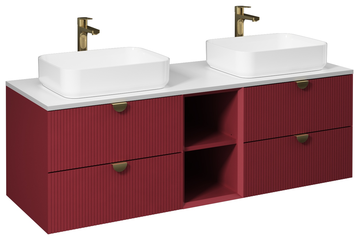 Infinity Washbasin Cabinet 150cm (10NF65050 x2 Washbasin included) Ruby Red