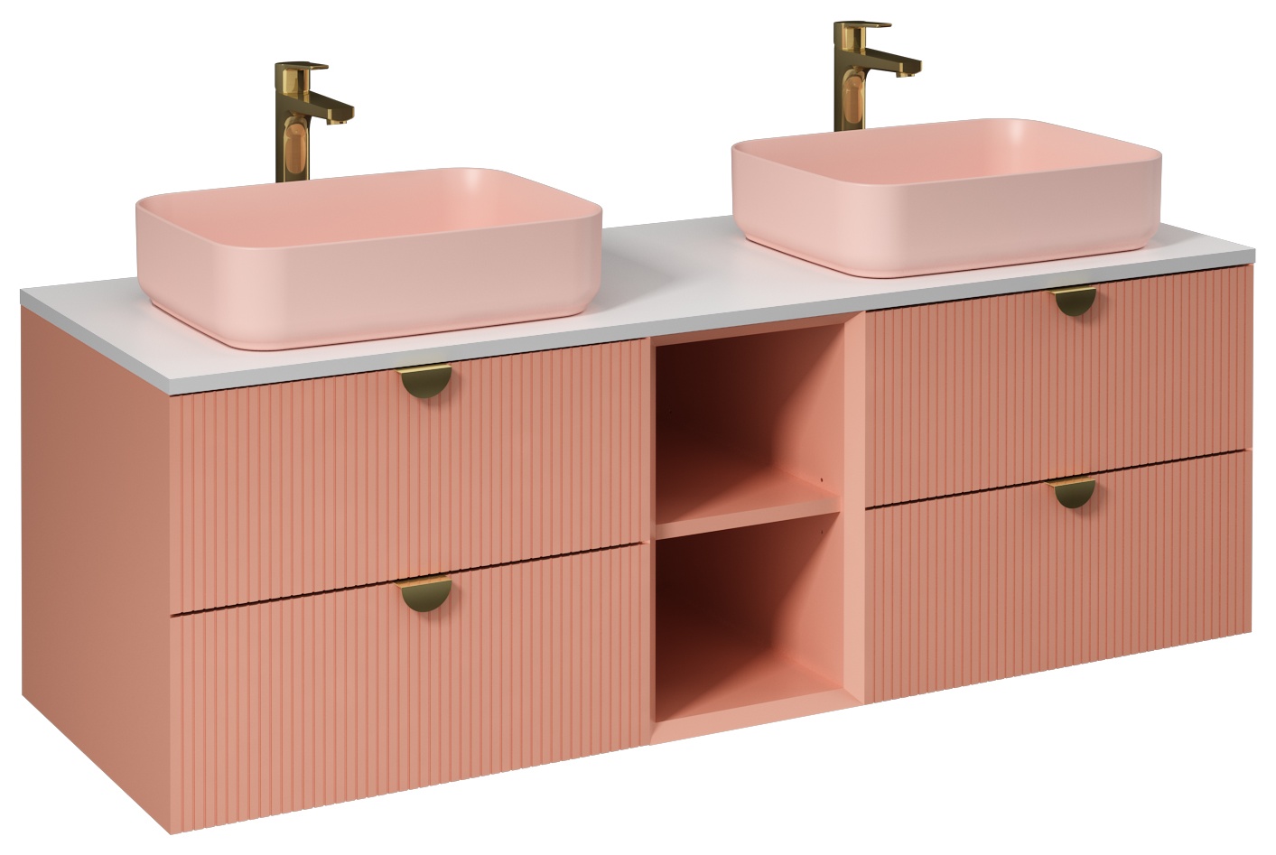 Infinity Washbasin Cabinet 150cm (10NF65050-2S x2 Washbasin included) Dark Salmon