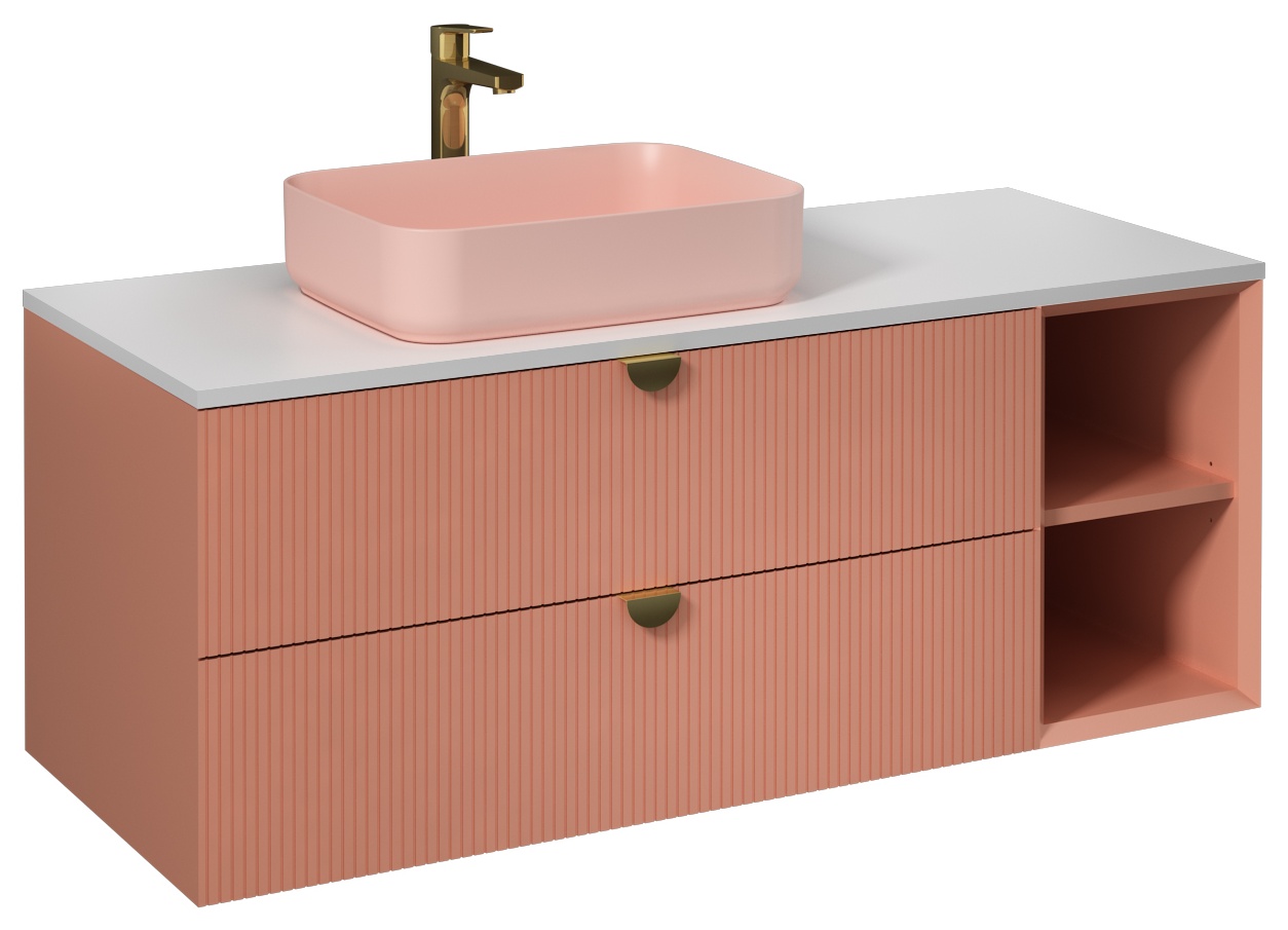Infinity Washbasin Cabinet Open Shelf 130cm (10NF65050-2S included) Dark Salmon