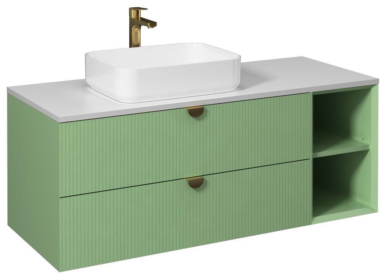 Infinity Washbasin Cabinet Open Shelf 130cm (10NF65050 included) Pastel Green