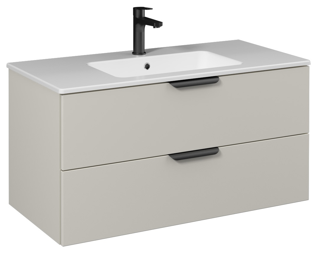 LIV Washbasin Cabinet 100cm (10sl50101 included) Light Beige Double Drawer