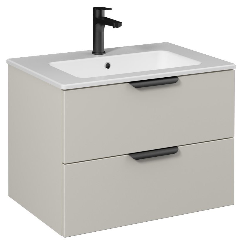 LIV Washbasin Cabinet 70cm (10SL50071 included) Light Beige Double Drawer