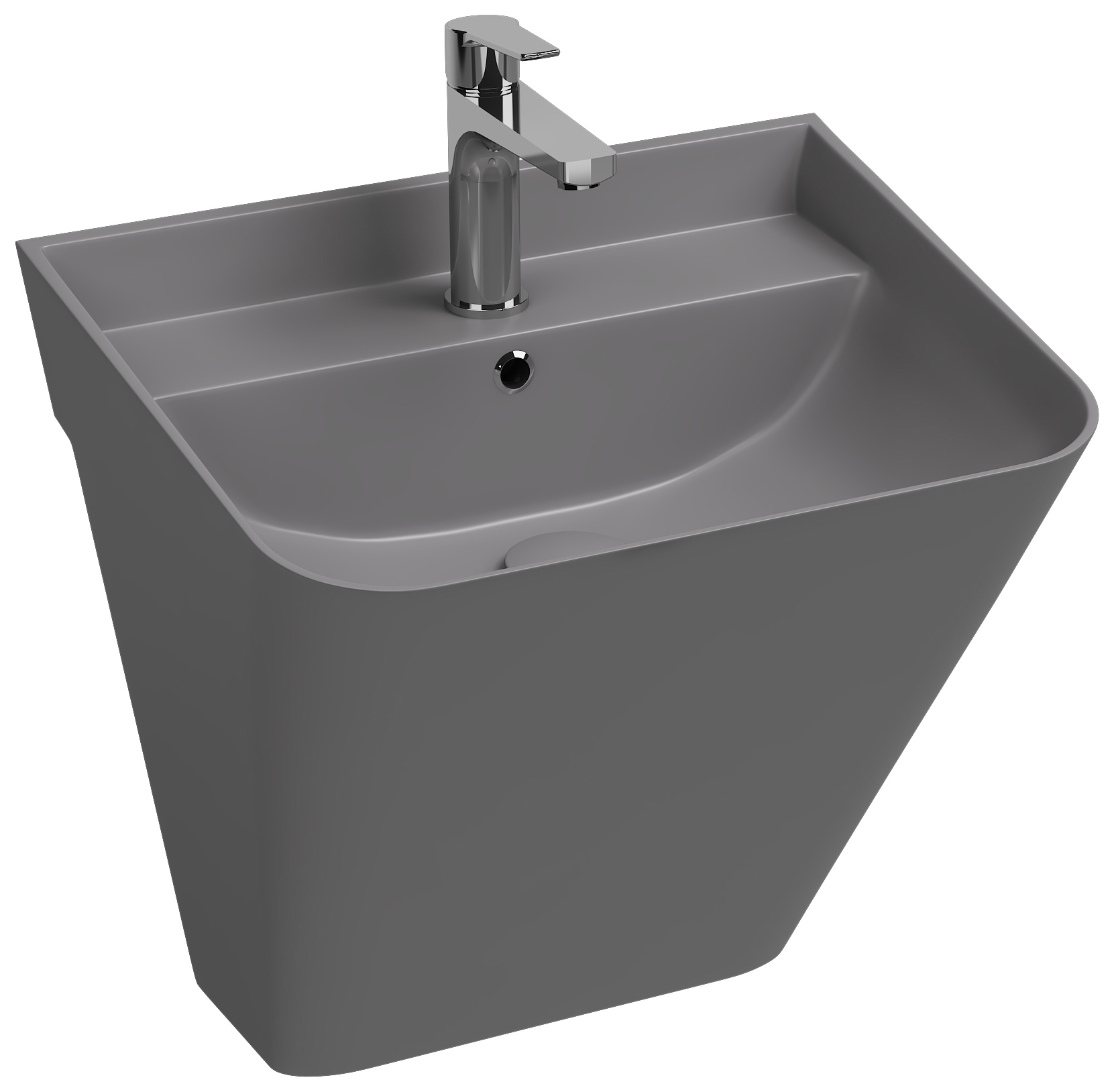 Sott'Aqua Wall-Hung Monobloc Washbasin 50 cm Stone Gray
