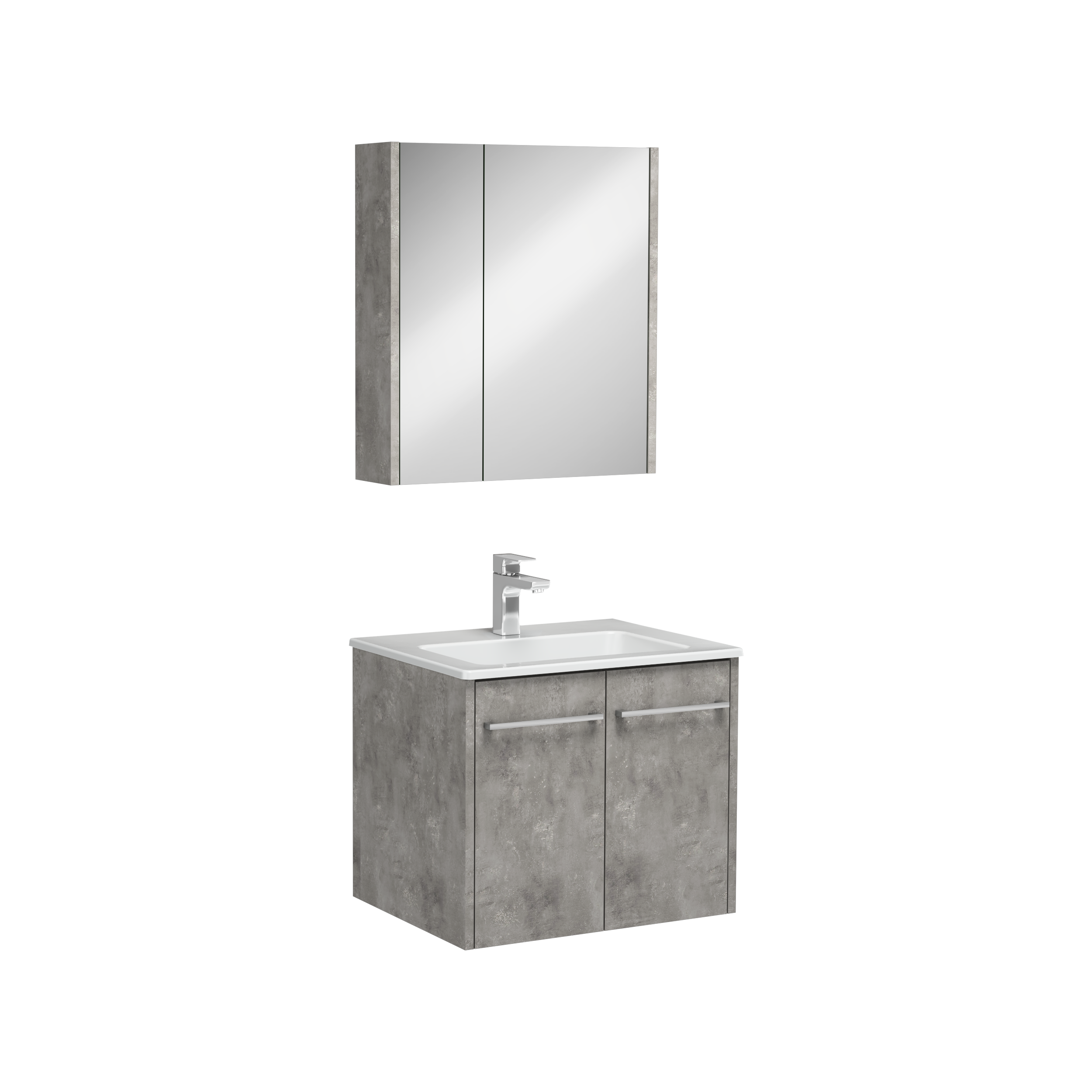 Combinato Mobile Lavabo con Anta Argento Retro 60 cm
