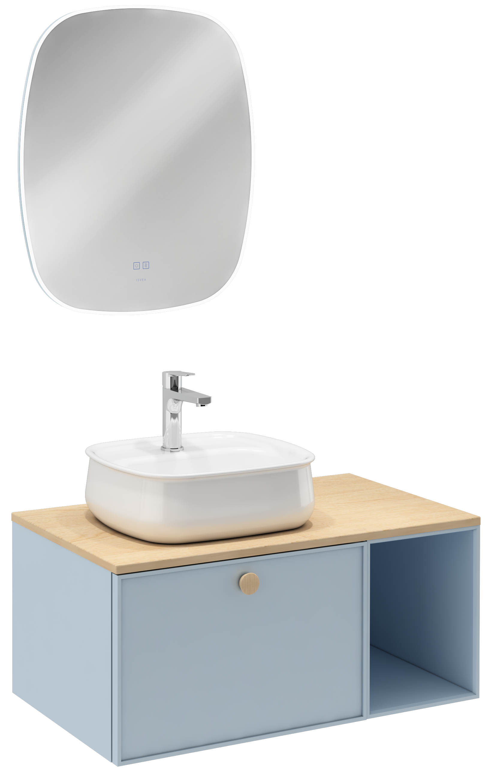 Mondo Unità Lavabo con Cassetto Singolo Turchese 90 cm 