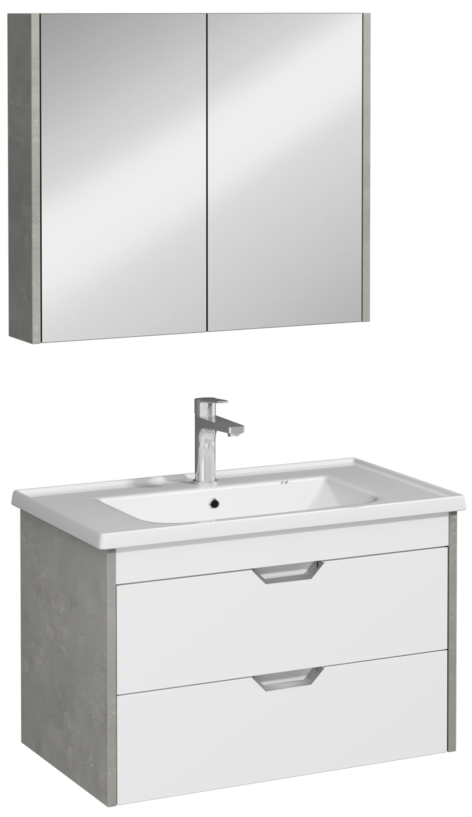 Pavia Unità Lavabo con Cassetti Argento Retro 80 cm