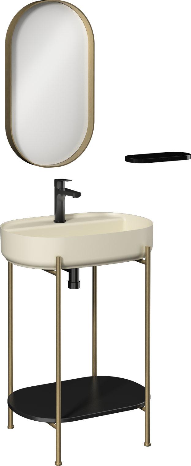 Puno Art Unità Lavabo Metallo Avorio Lavabo 60 cm 