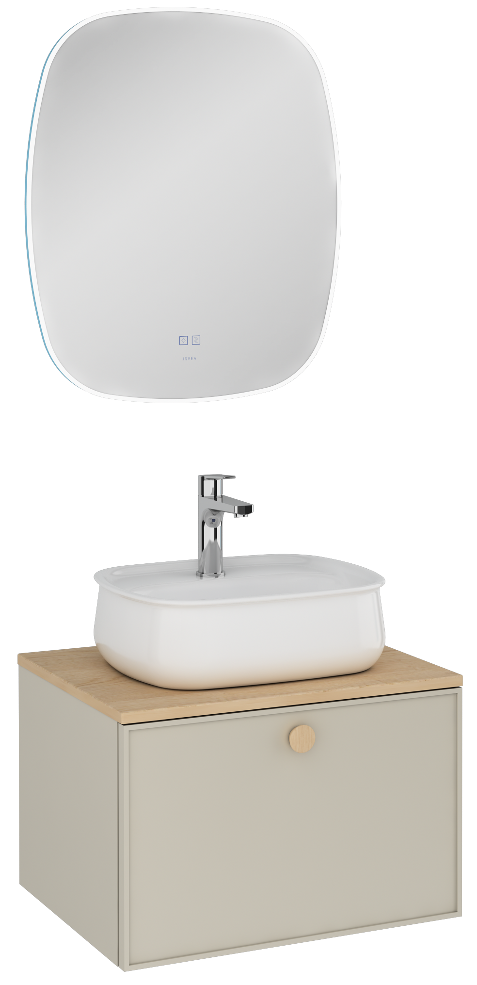 Mondo Unità Lavabo con Cassetto Singolo Grigio Ciottolo 60 cm