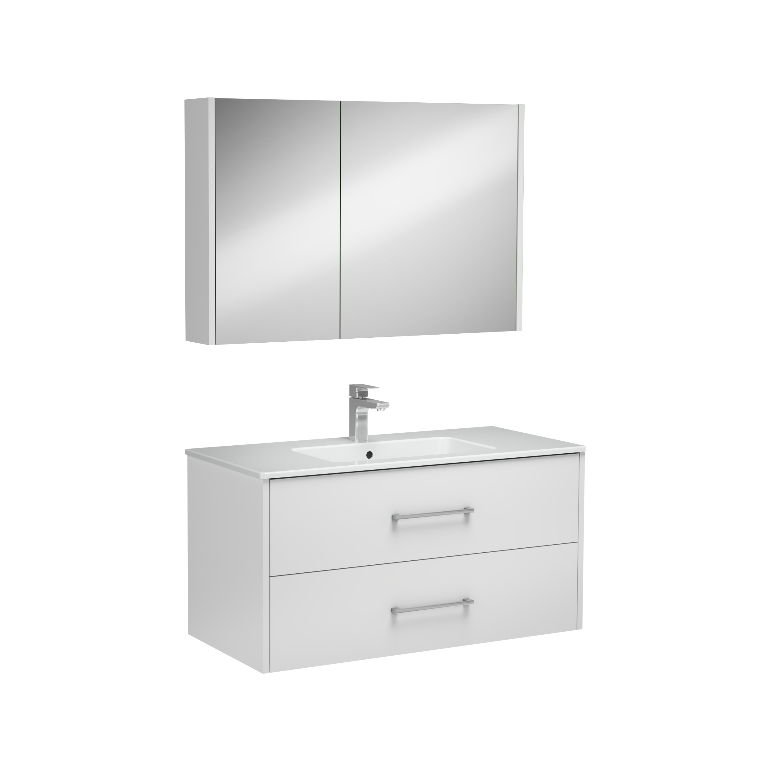 Combinato Mobile Lavabo con Doppio Cassetto Bianco 100 cm 