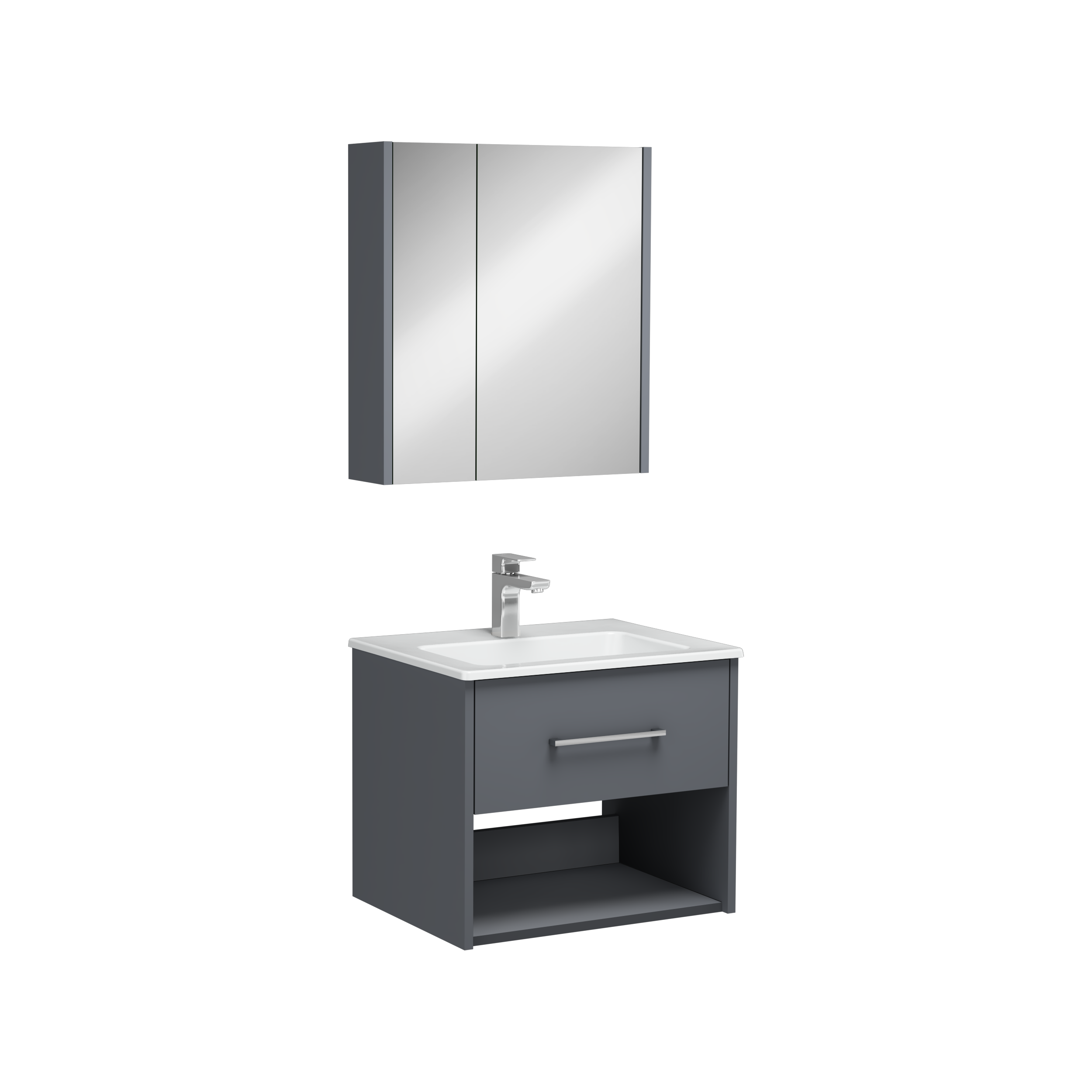 Combinato Mobile Lavabo con Cassetto Singolo Antracite 60 cm 
