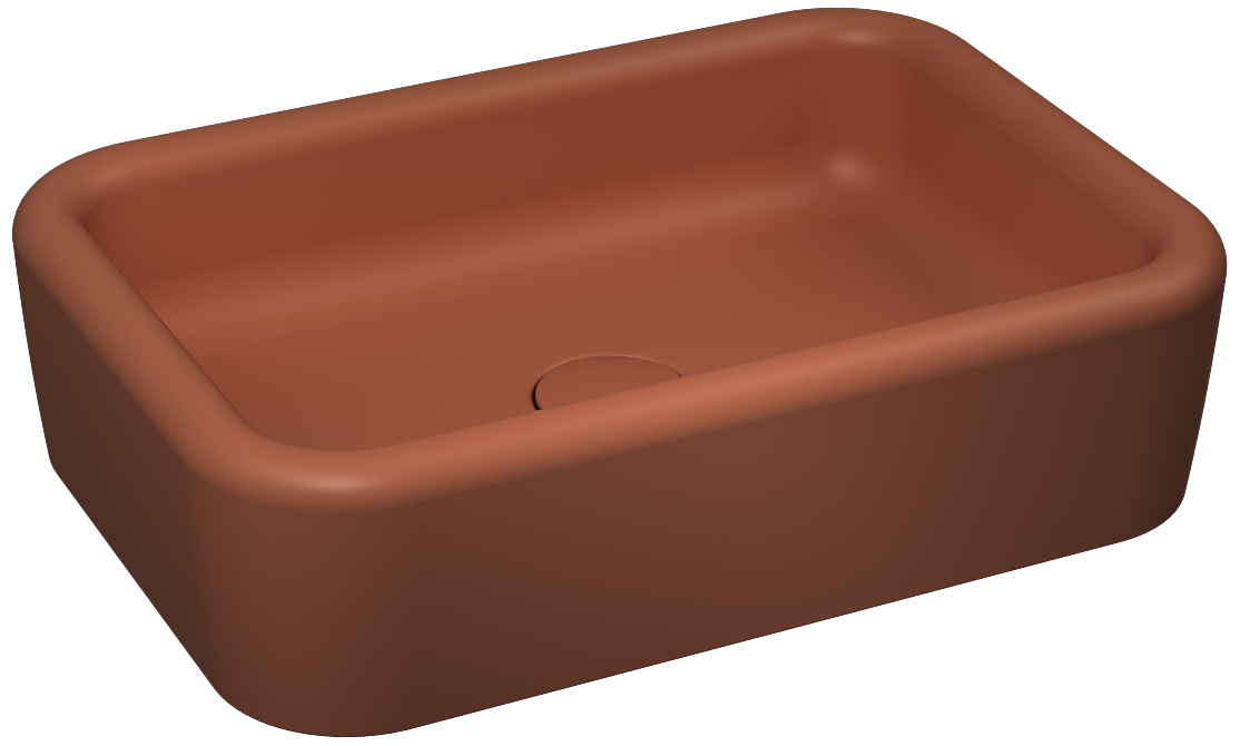Curvo Lavabo da Appoggio 60cm Terracotta