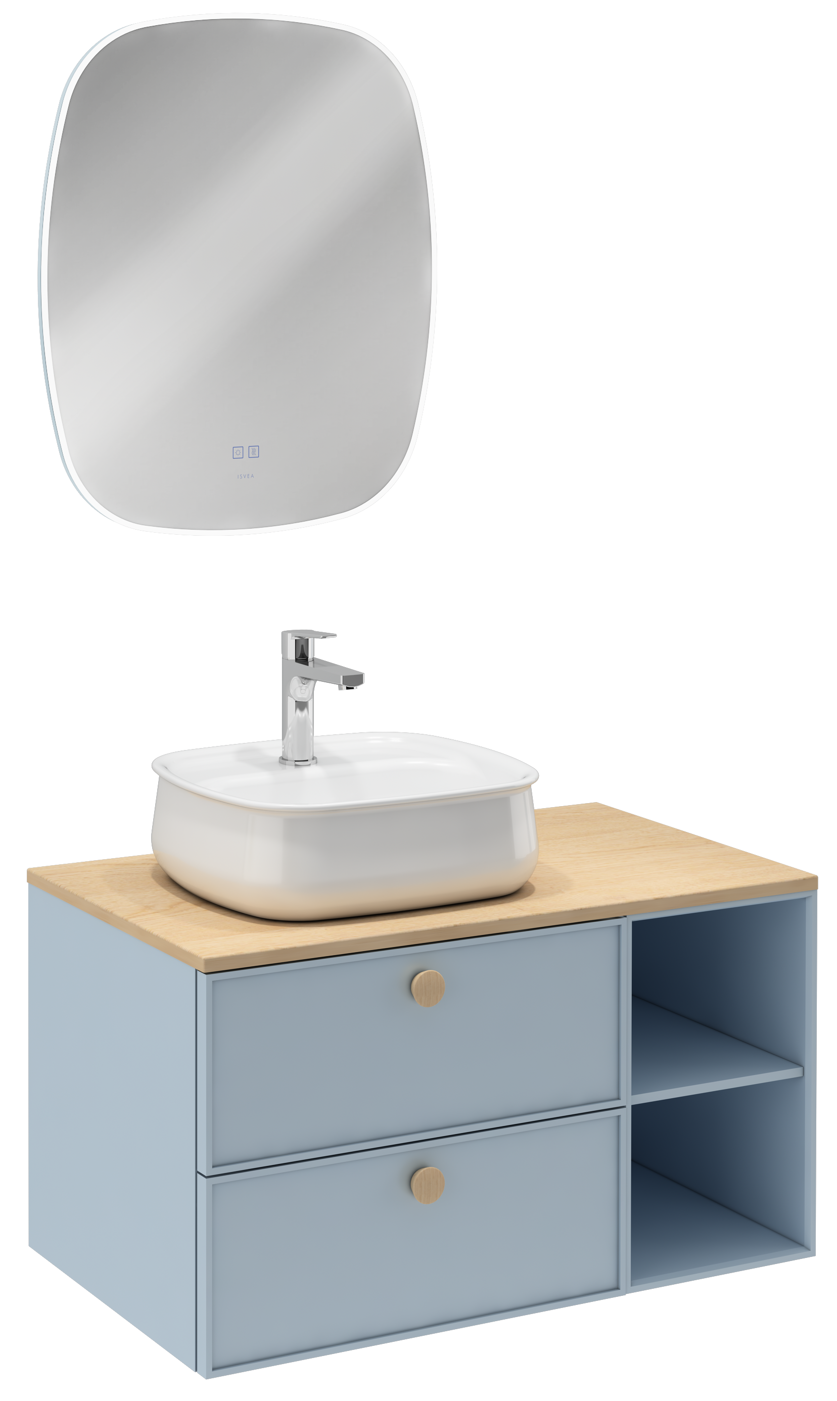 Mondo Unità Lavabo con Doppio Cassetto Turchese 90 cm