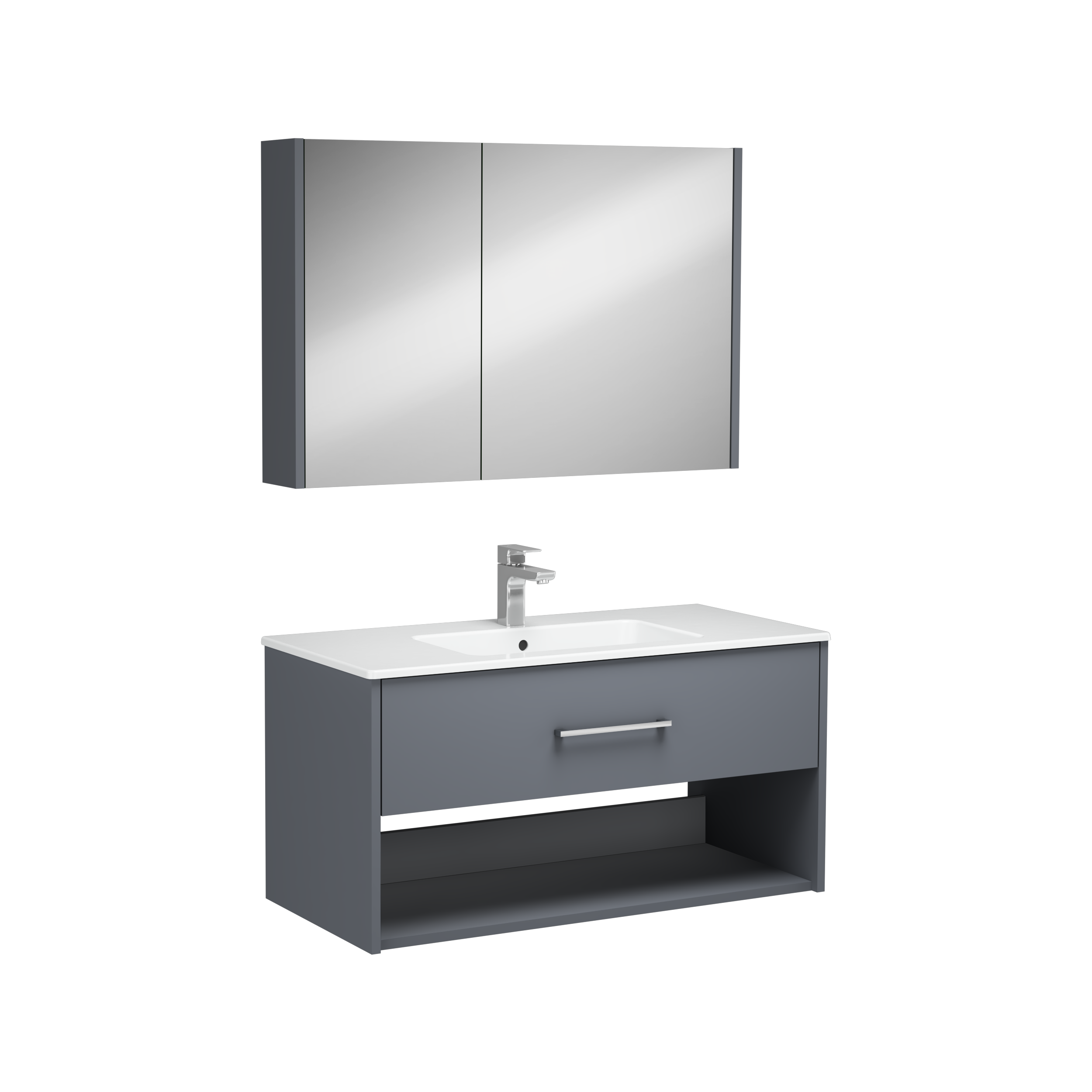 Combinato Mobile Lavabo con Cassetto Singolo Antracite 100 cm