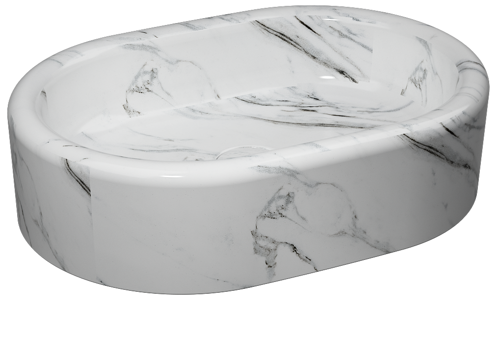 Curvo Lavabo 60 cm Marmo Bianco