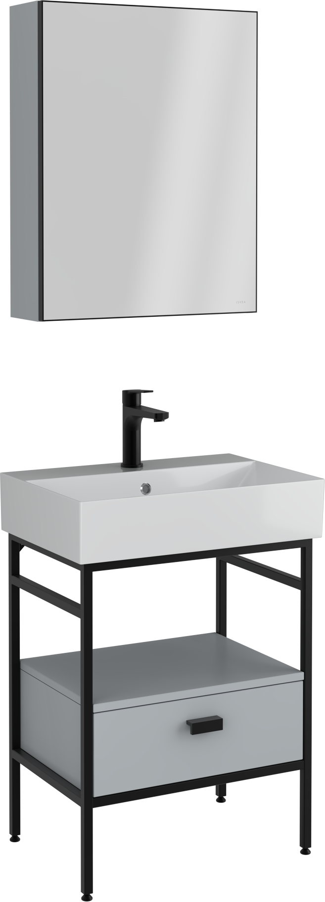 Fermo Unità Lavabo con Cassetti Grigio 60 cm 