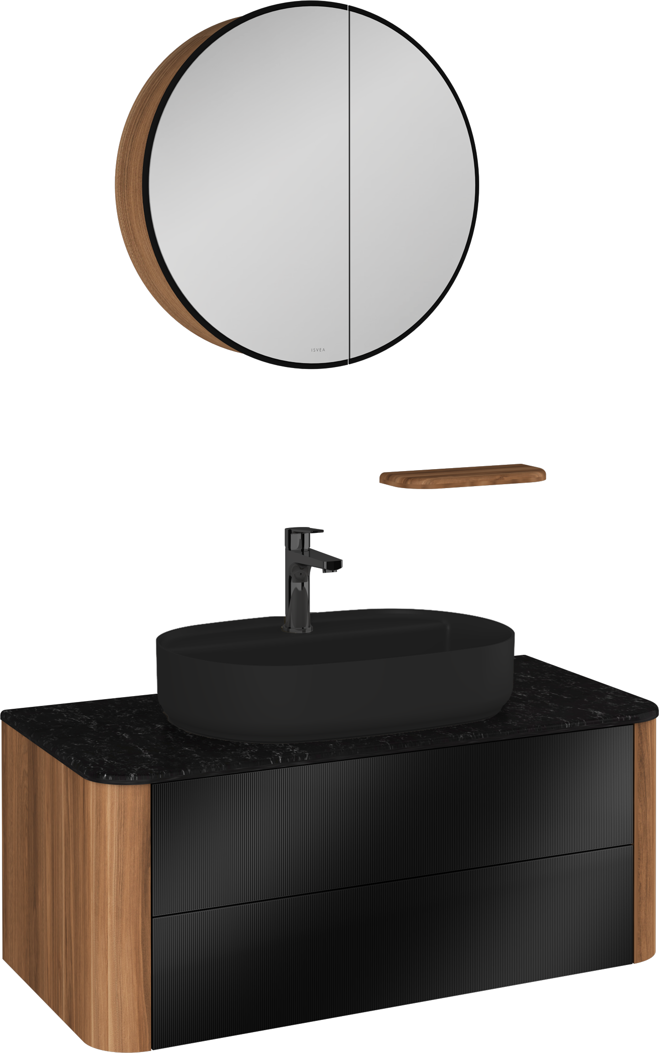Sogno Unità Lavabo Nero-Noce 100 cm  