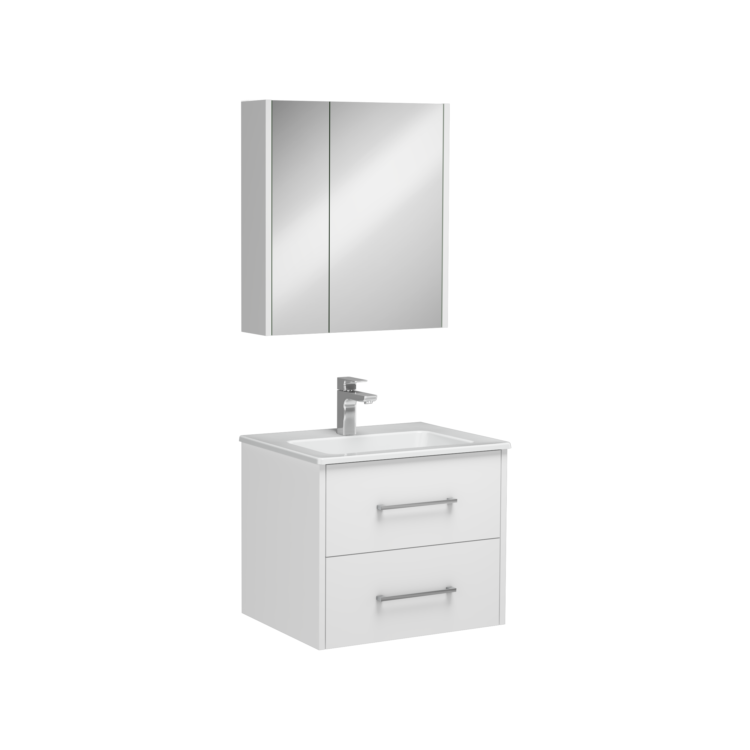 Combinato Mobile Lavabo con Doppio Cassetto Bianco 60 cm