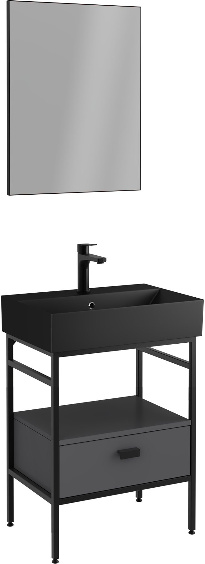 Fermo Unità Lavabo con Cassetti Antracite 60 cm 