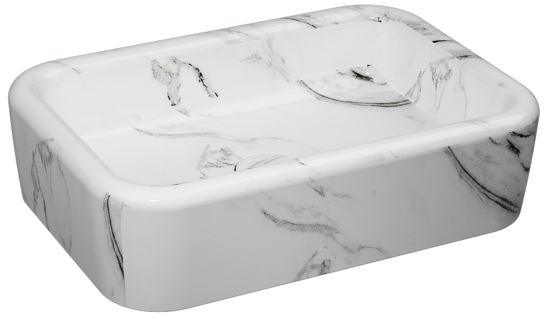 Curvo Lavabo Decorato 60 cm Marmo Bianco