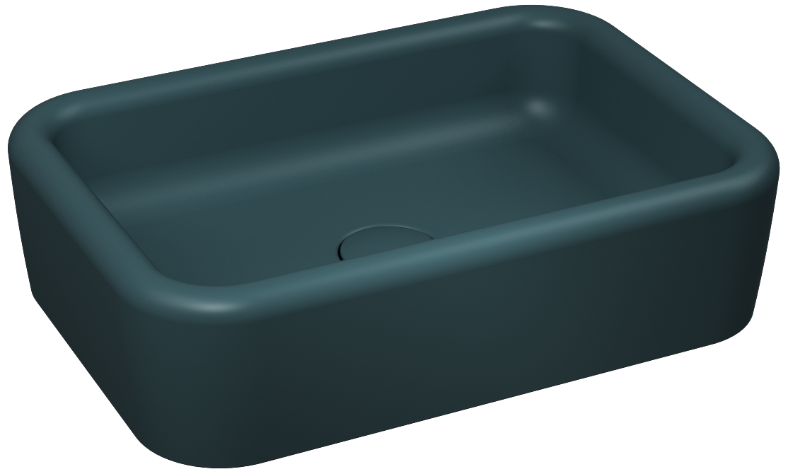 Curvo Lavabo da Appoggio 60cm Verde Petrolio