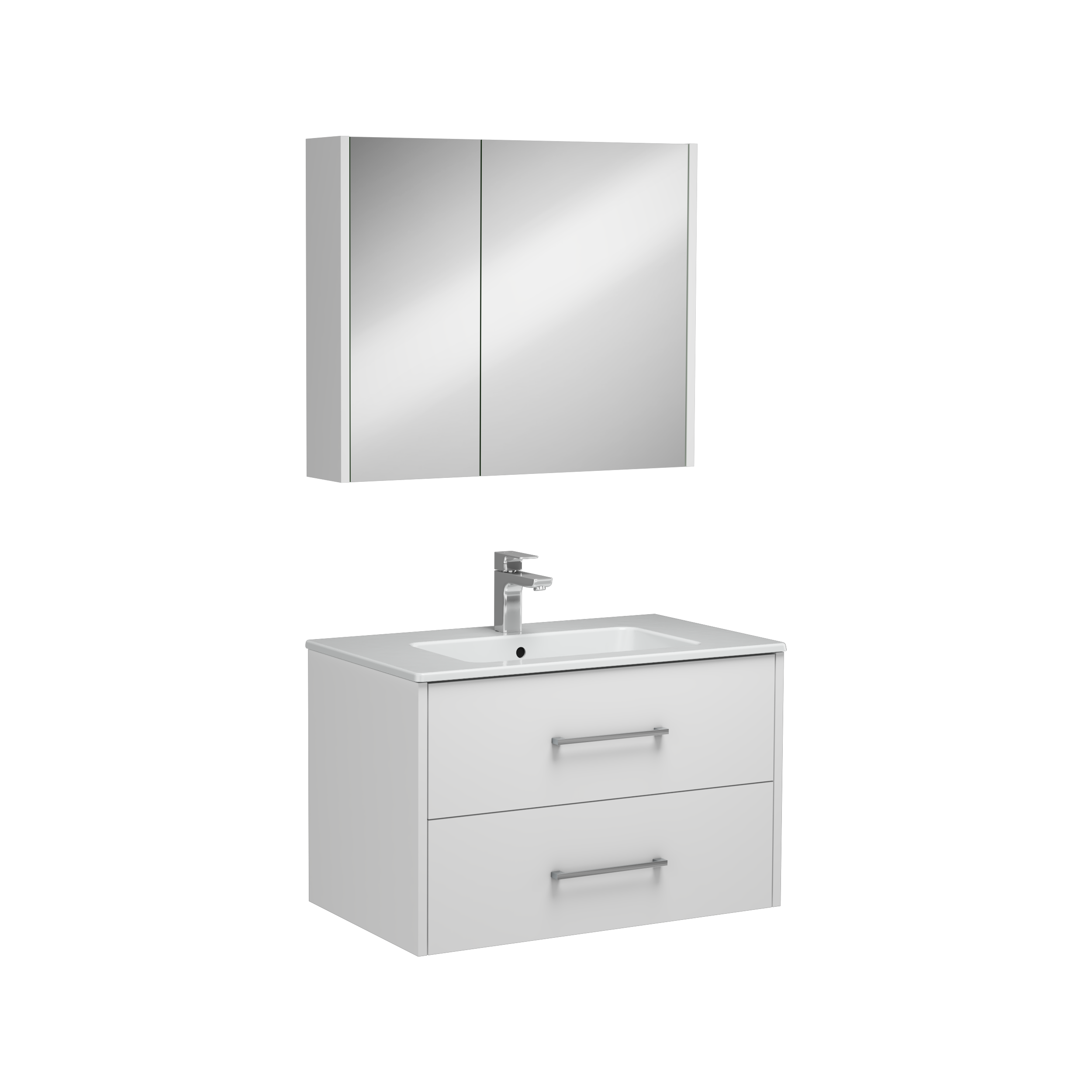 Combinato Mobile Lavabo con Doppio Cassetto Bianco 80 cm