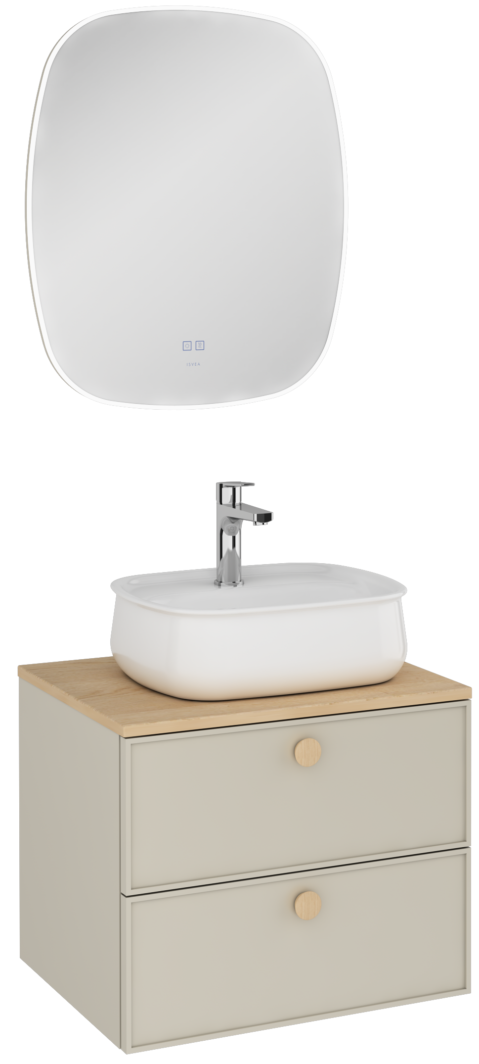 Mondo Unità Lavabo con Doppio Cassetto Grigio Ciottolo 60 cm