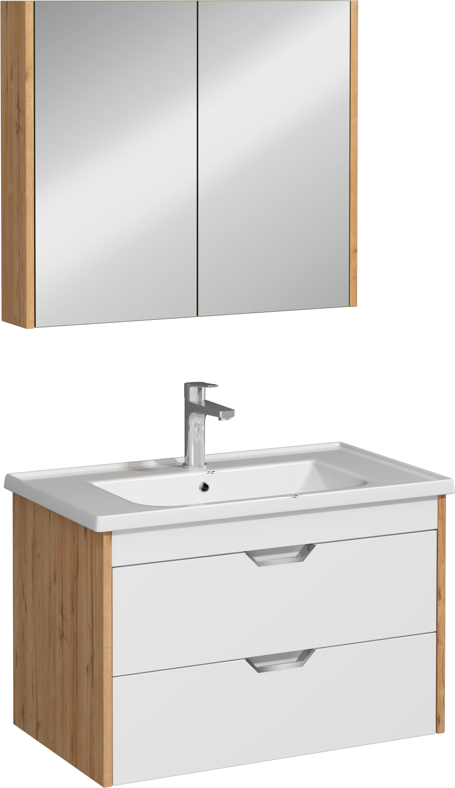 Pavia Unità Lavabo con Cassetti Bianco Detroit 80 cm 