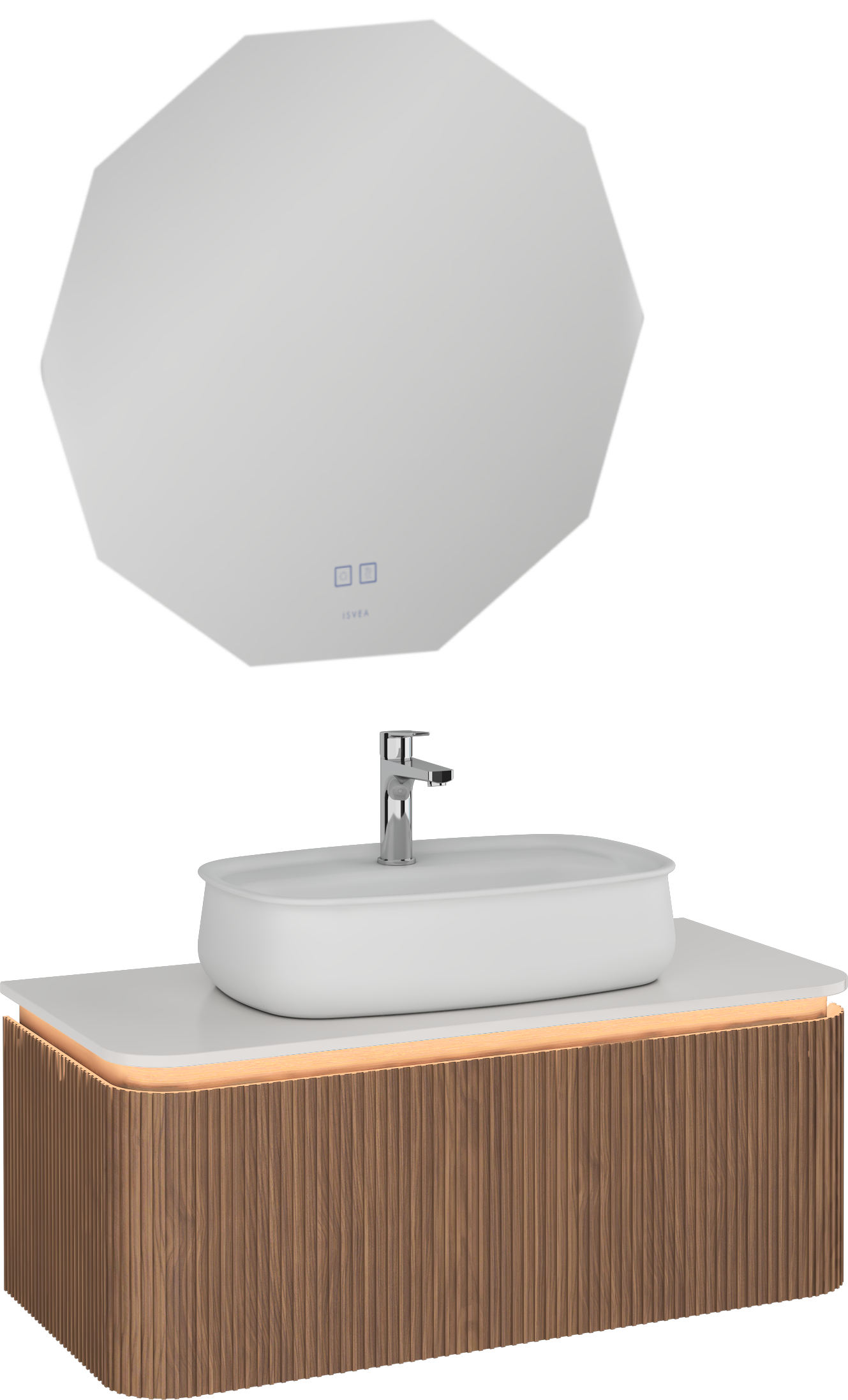 Fluido Unità Lavabo Bianco Piano in Quarzo 100 cm 