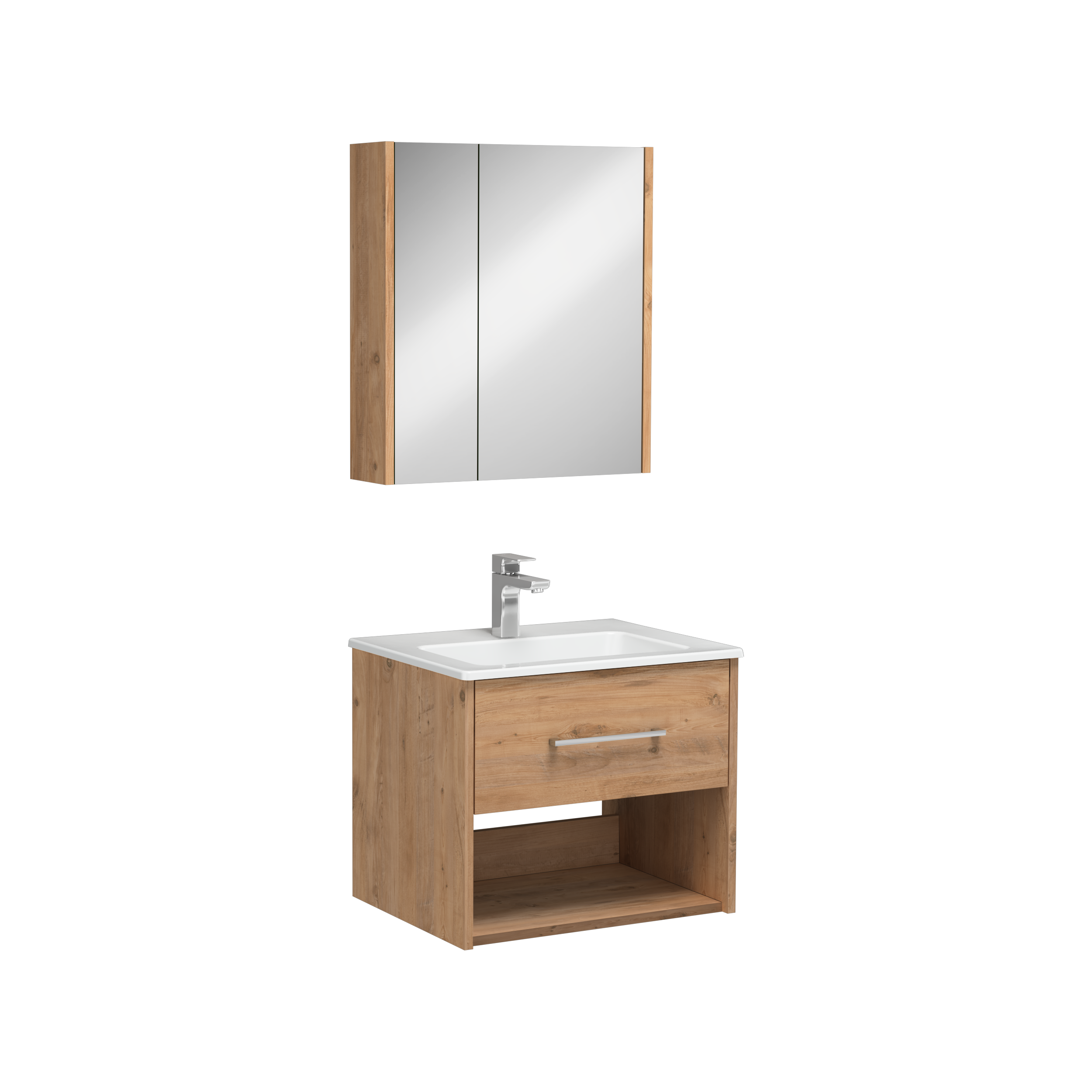 Combinato Mobile Lavabo con Cassetto Singolo Pino Atlantico 60 cm 