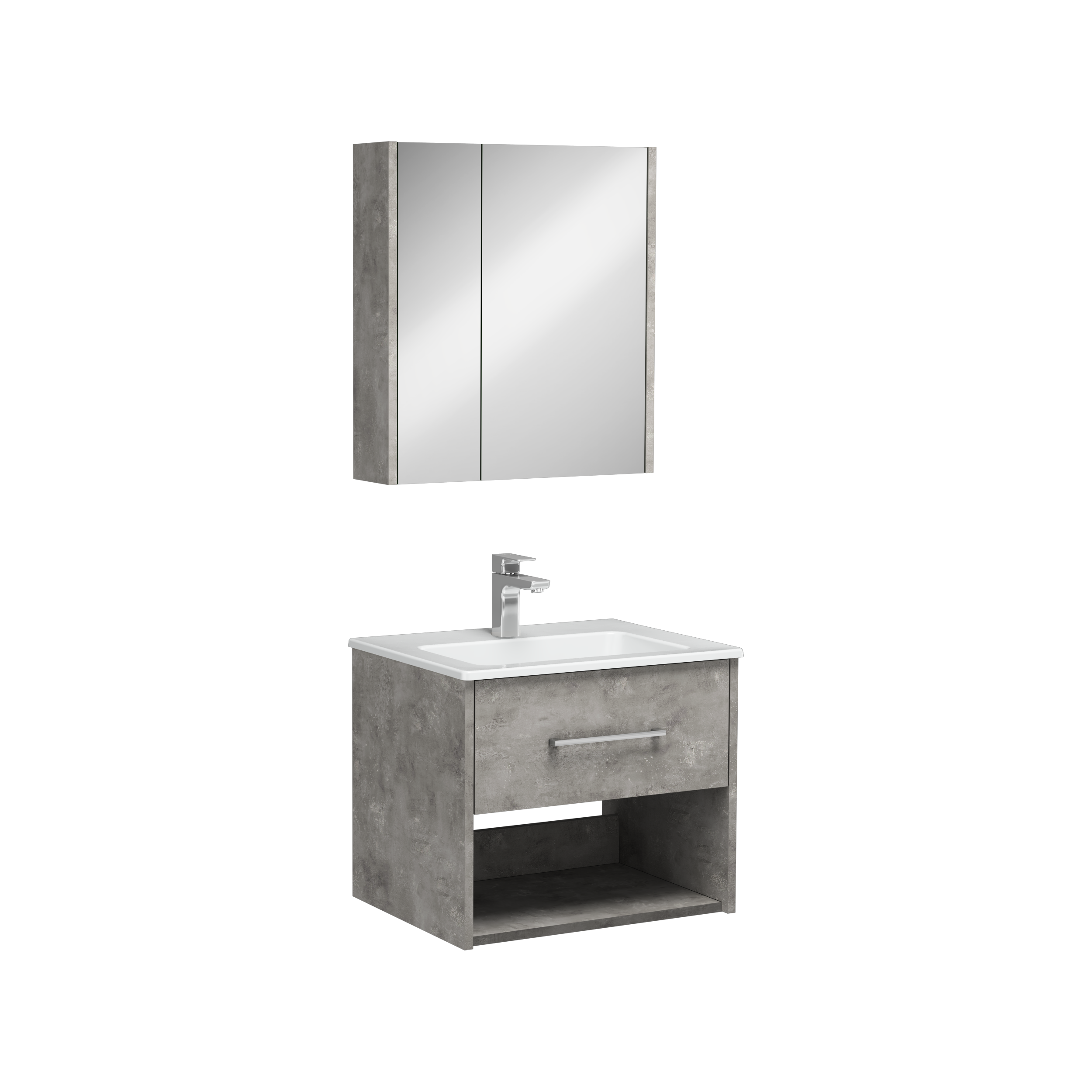 Combinato Mobile Lavabo con Cassetto Singolo Argento Retro 60 cm