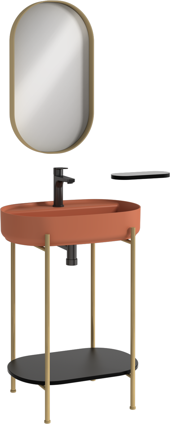 Puno Art Unità Lavabo Metallo Terracotta Lavabo 60 cm 