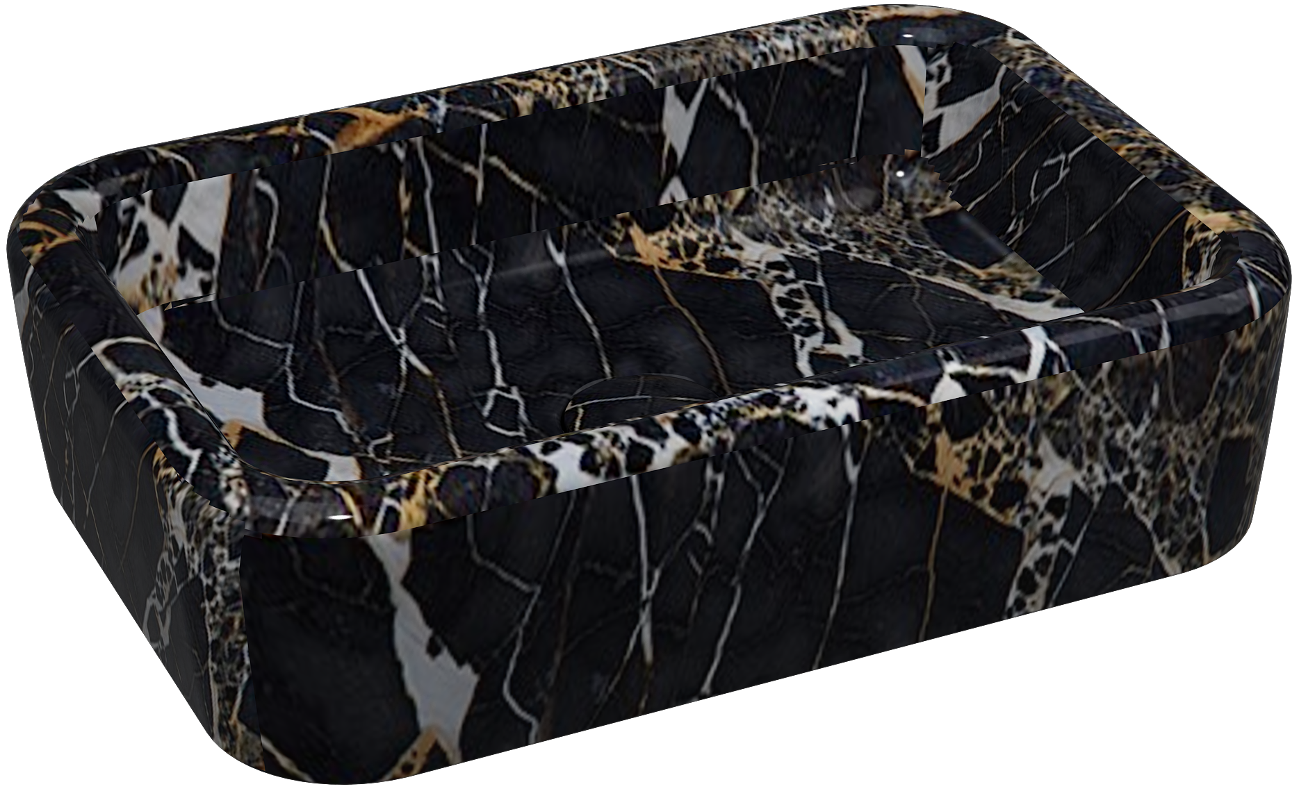 Curvo Lavabo Decorato 60 cm Marmo Nero