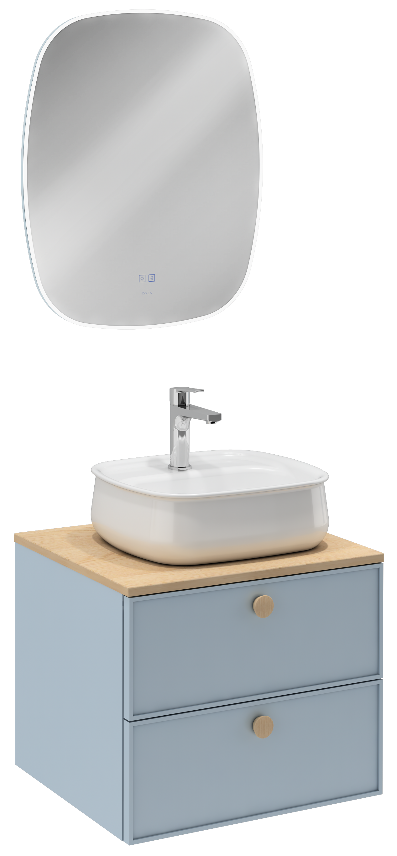 Mondo Unità Lavabo con Doppio Cassetto Turchese 60 cm