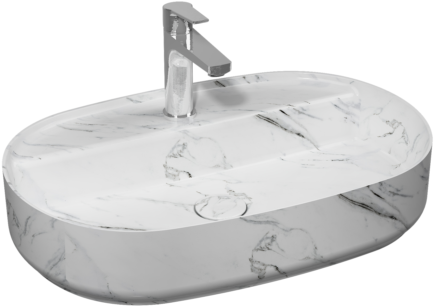 Infinity Lavabo da Appoggio 60 cm Marmo Bianco