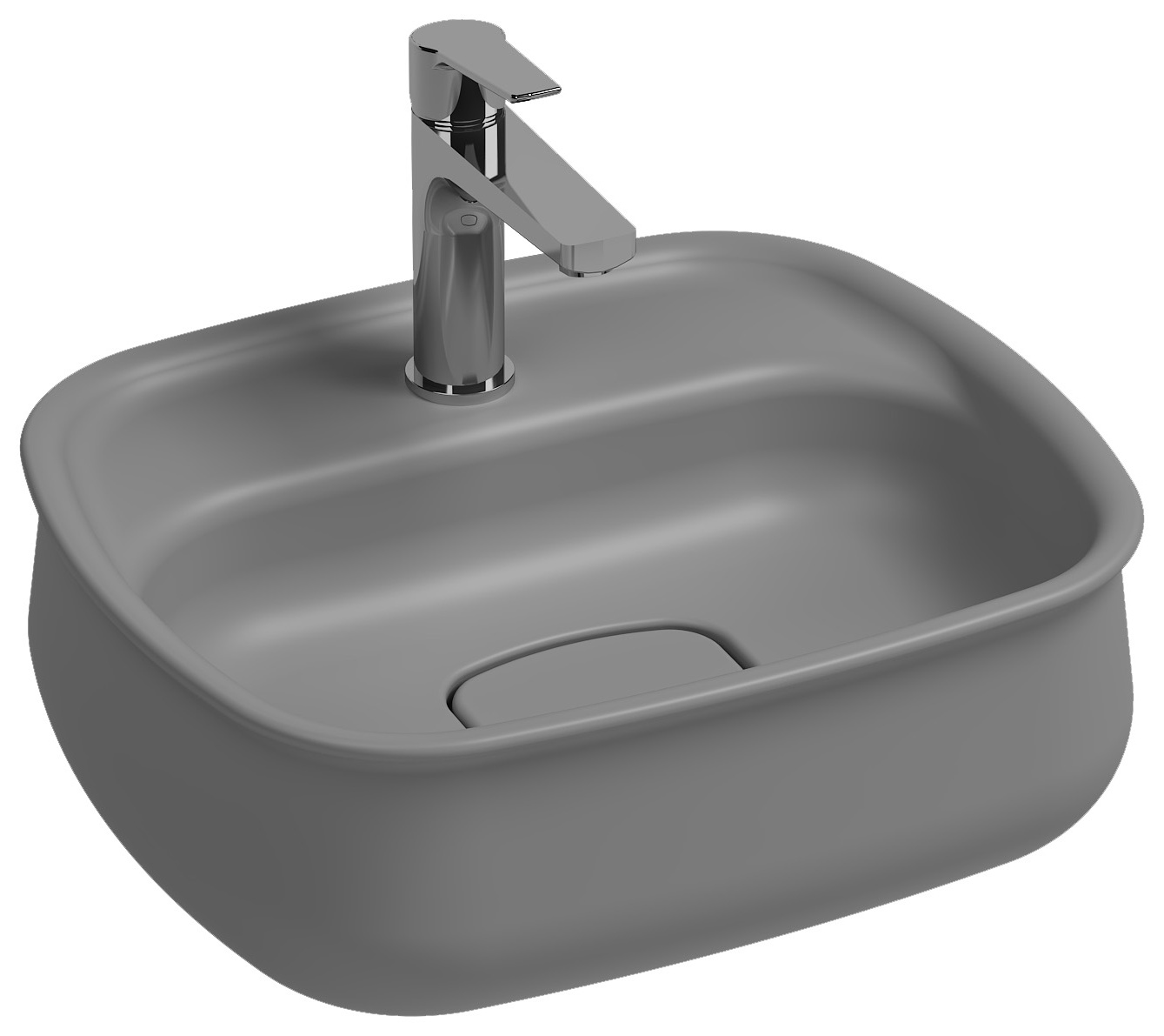Fluido Lavabo da Appoggio, 47 cm Grigio Pietra