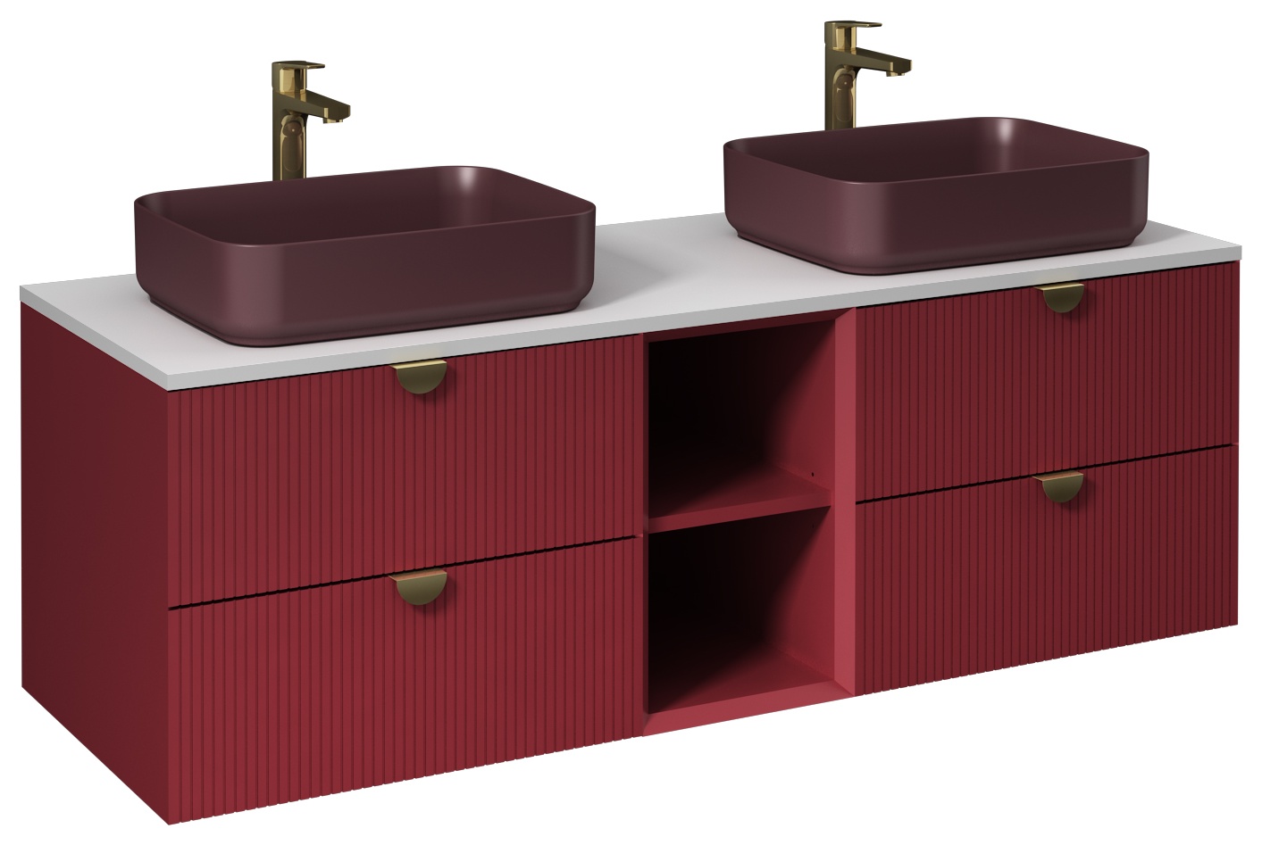 Infinity Mobile Lavabo 150cm (10NF65050-2R x2 Lavabo incluso) Rosso Rubino