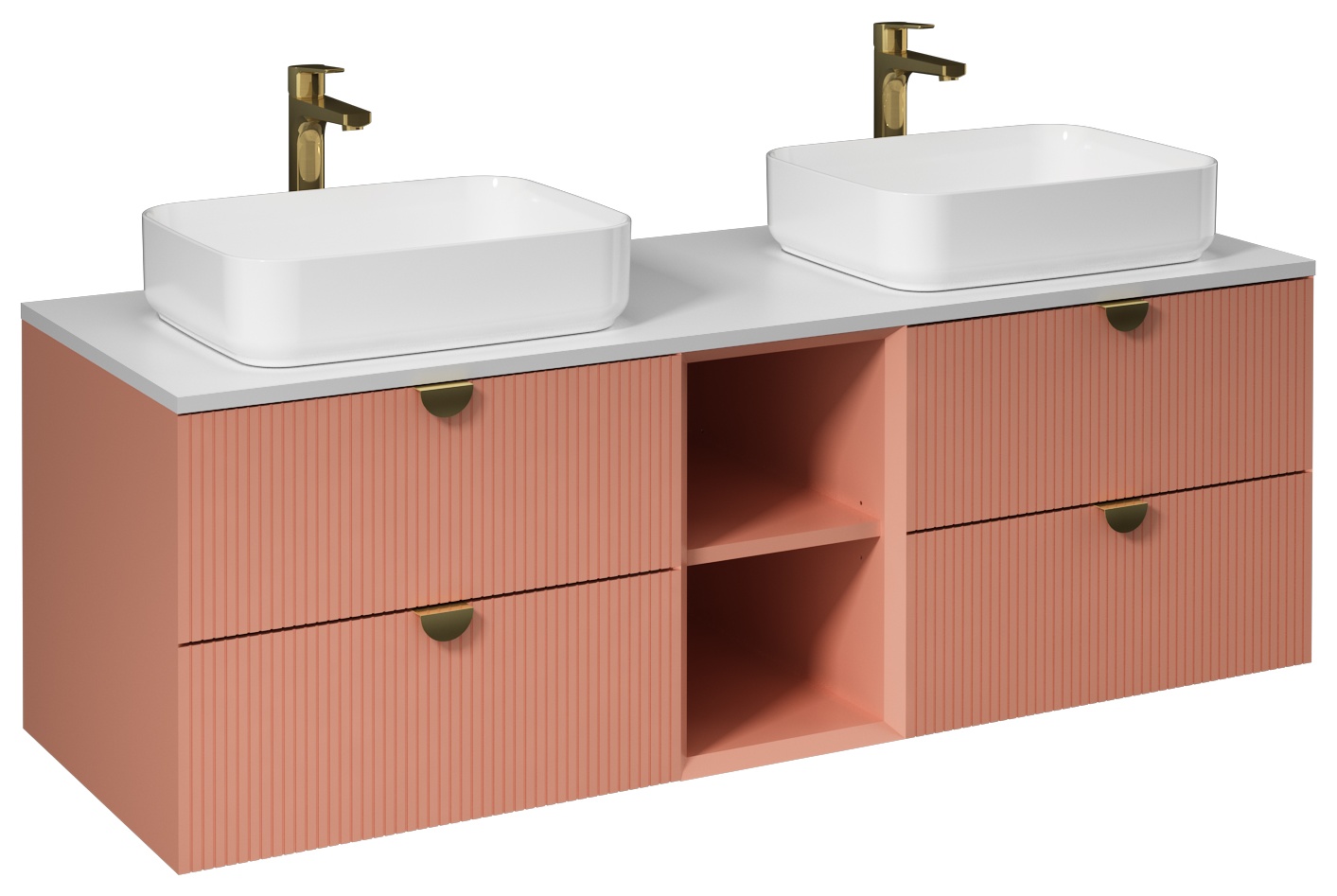 Infinity Mobile Lavabo 150cm (10NF65050 x2 Lavabo incluso) Salmone Scuro
